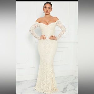 Cream - Lace maxi dress